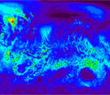 Illustration of a global simulation of wind stress on the surface of Mars