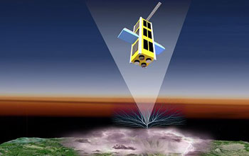 Illustration of Firefly gathering data on a terrestrial gamma ray originating from lightning.