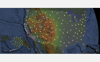 Map showing seismic stations across the continent.