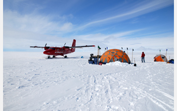 Photo of the researchers' field camp in Greenland.