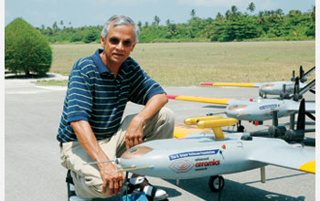 V. Ramanathan with autonomous unmanned aerial vehicles (AUAVs) for climate change research.