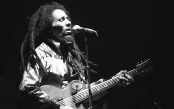 Photo of the late reggae guitarist/singer Bob Marley.