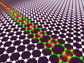 An artists conception of a row of intentional molecular defects in a sheet of graphene.