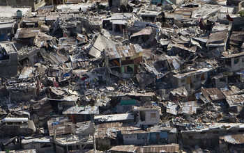 Houses damaged by the earthquake in Haiti.