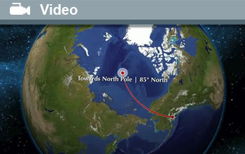 HIPPO V's flight plan to the North Pole, the word Video and a video icon.