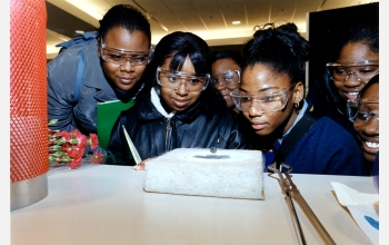 High-school girls attend a "Science Careers in Search of Women" conference