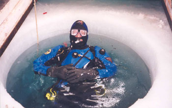a diver in a dive hole