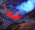 Aerial photo of Puu Oo cinder-and-spatter cone on the east rift zone of Kilauea.