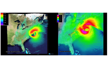 Simulation of Hurricane Sandy showing horizontal wind at 1000 meters
