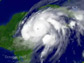 Image of a hurricane over the Caribbean between Cuba and Central America.