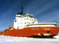 Photo of Russian icebreaker that will create a channel to support two U.S. stations in Antarctica.
