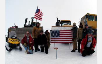 The Antarctic traverse arrived at the South Pole on Dec. 23, 2005.