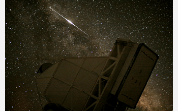 Iridium flare over 10-meter South Pole Telescope