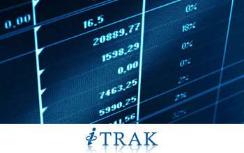 a spreadsheet with columns of numbers and the word iTRAK at the bottom.