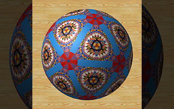 Kaleidoscopic effects illustrating symmetries of icosahedron and other polyhedron