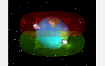 A 3-D model shows the locations of the Gemini observatories on Earth