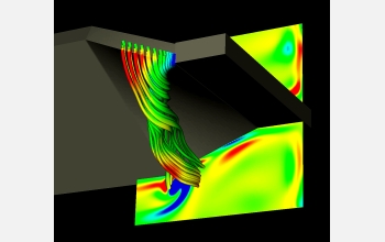 Section of a channel wall in a turbine blade near the rib