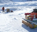 Photo of the McMurdo Dry Valleys site in Antarctica where a dive hole is being melted.