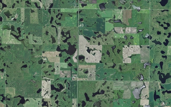 aerial view of land with various uses