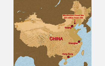 Map showing the location of the fossil site northeast of Beijing, China.