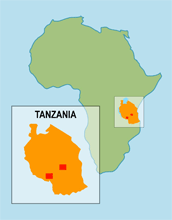 Map shows locations where researchers have spotted the highland mangabey.