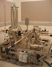 an ultrahigh vacuum chamber which is used to analyze the surfaces of materials.