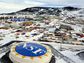 View of McMurdo Station in Antarctica in the snow.