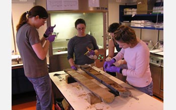 Photo of part of sediment microbiology sampling team from the German-American expedition.