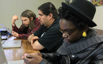 Photo of young people at the Mobile Action Lab's workshop.