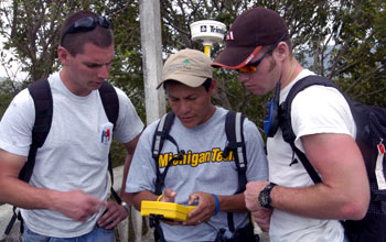 Students demonstrating the use of GPS