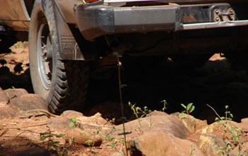 closeup image of a four-wheel-drive vehicle.