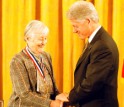 Cathleen Synge Morawetz receives the Medal of Science from President Clinton.