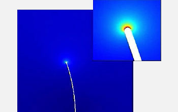 This simulation shows the electric field surrounding the nanotube radio during radio operation.