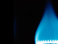 Photo of bllue flame from burning of methane.