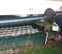 Photo showing filters inside a denitrifying bioreactor installed at a Rhode Island home.