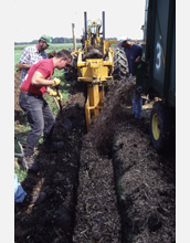 Photo of a denitrifying bioreactor in Iowa.