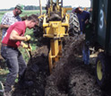 Photo of a denitrifying bioreactor in Iowa.