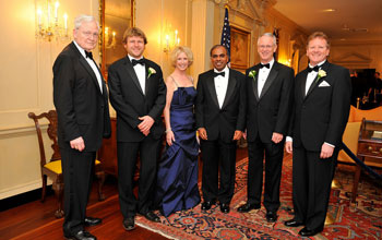 Left to right, Ray Bowen, Casey Dunn, Moira Gunn, Subra Suresh, Charles Vest, and Dennis Bartels.