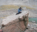 Photo of scientists using glacial debris samples to retrace ancient glaciers' paths.