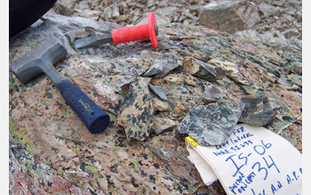 Photo of tools and samples taken that were flown out of Irishman Basin for analysis.