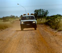 Photo showing scientists traveling the back roads of western Australia.