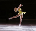 Photo of Olympic hopeful Rachael Flatt spinning on her skates.