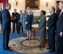 President Obama greets BRAIN Inititive event attendees, including Cora Marrett, Acting NSF Director.