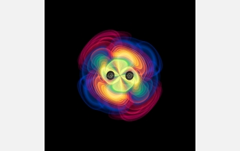 A numerical simulation depicting orbiting black holes