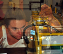 Photo of researchers tracking the effects of increased ocean acidity on juvenile oysters.