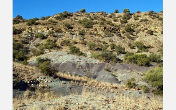 Photo of rock formations in the Karoo Basin in South Africa.