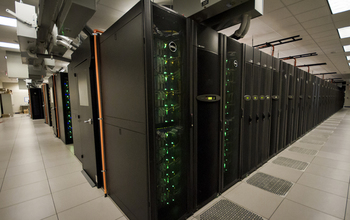 Wide view of rows of the Stampede supercomputer
