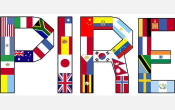 letters PIRE built with flags.
