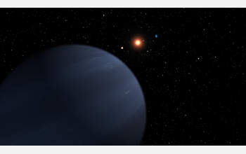 The star known as 55 Cancri and four of its five known planets.