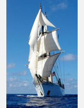 Photo of the SEA ship Corwith Cramer with all her sails set.